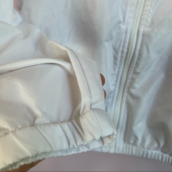 CHAMPION Girls White Hooded Logo Windbreaker Rain Jacket Pastel Logo Small - Picture 7 of 14